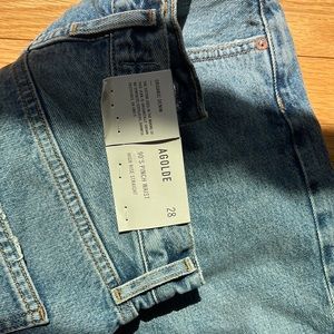 NEW! AGOLDE 90's Pinch Waist Buttonfly Distressed Hi Rise Straight Jeans 25.